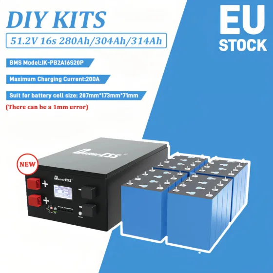 EU Stock 48V LiFePO4 Battery BOX With JK BMS Air Switch For 16S 280Ah-314Ah, Solar System