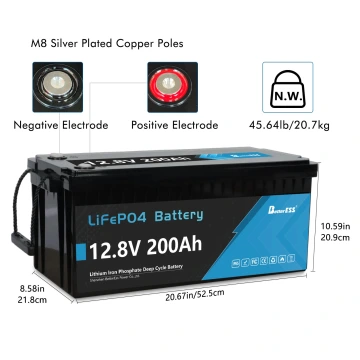 12V 200Ah LiFePO4 Battery Built-in 200A BMS with Bluetooth